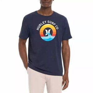 HURLEY Men's Size XXL Blue 100% Cotton Logo Graphic T Shirt TEE NWT